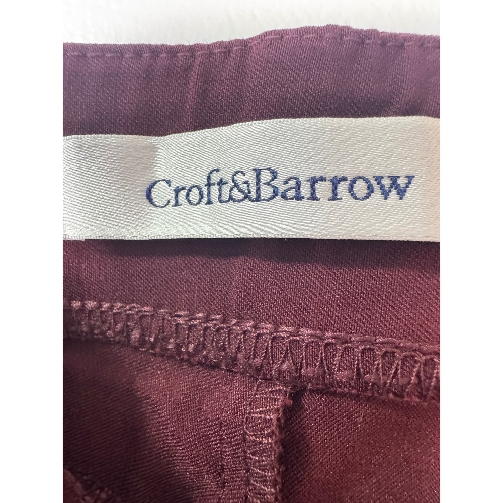 Croft & Barrow Ankle Pants Womens 18 Maroon Solid Stretch Pull On Mid Rise - Picture 4 of 7